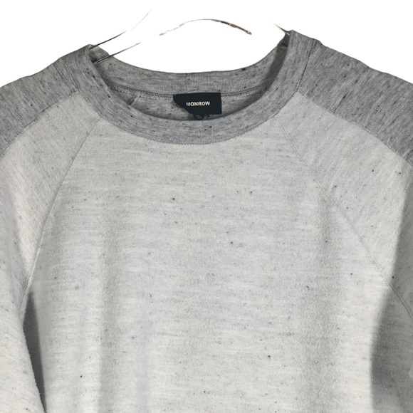 Monrow Reverse Contrast Rib Gray Raglan Sweatshirt - Picture 5 of 9